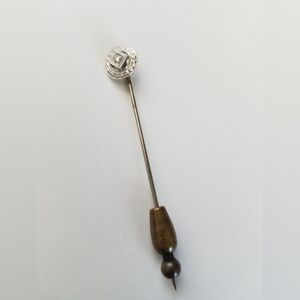 Art Deco White Gold European Cut Diamond Stick Pin Estate Jewelry